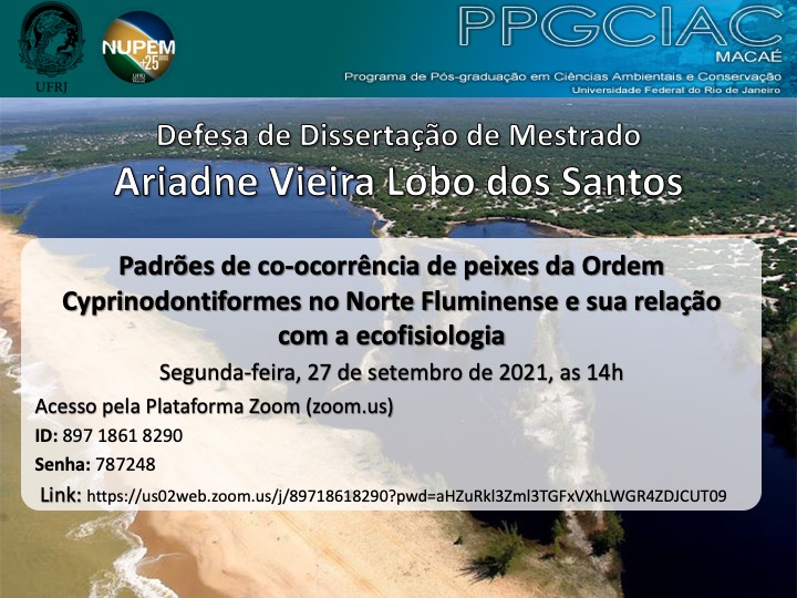 Você está visualizando atualmente 130ª Defesa de Mestrado do PPG-CiAC: Ariadne Vieira Lobo dos Santos