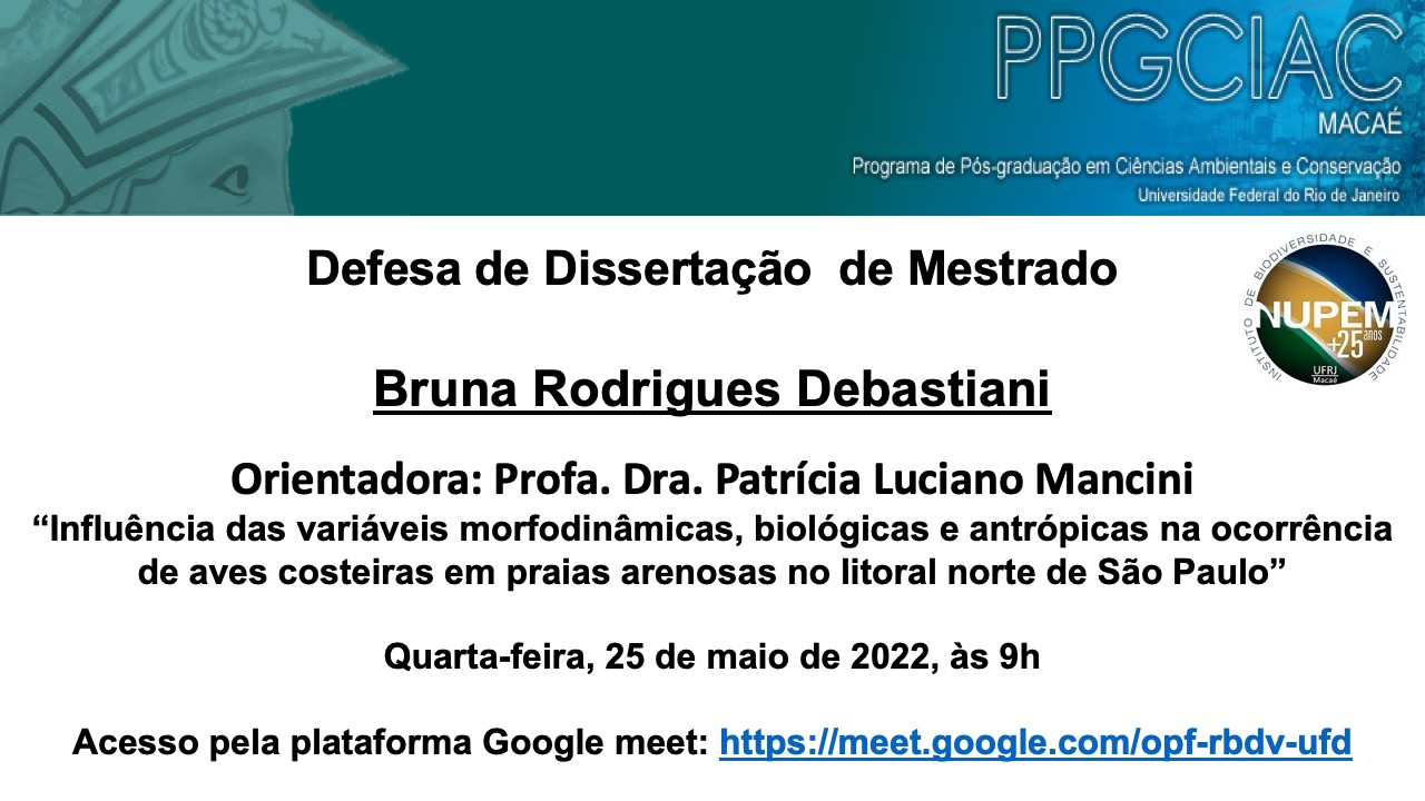 Você está visualizando atualmente 137ª Defesa de Mestrado do PPG-CiAC: Bruna Rodrigues Debastiani