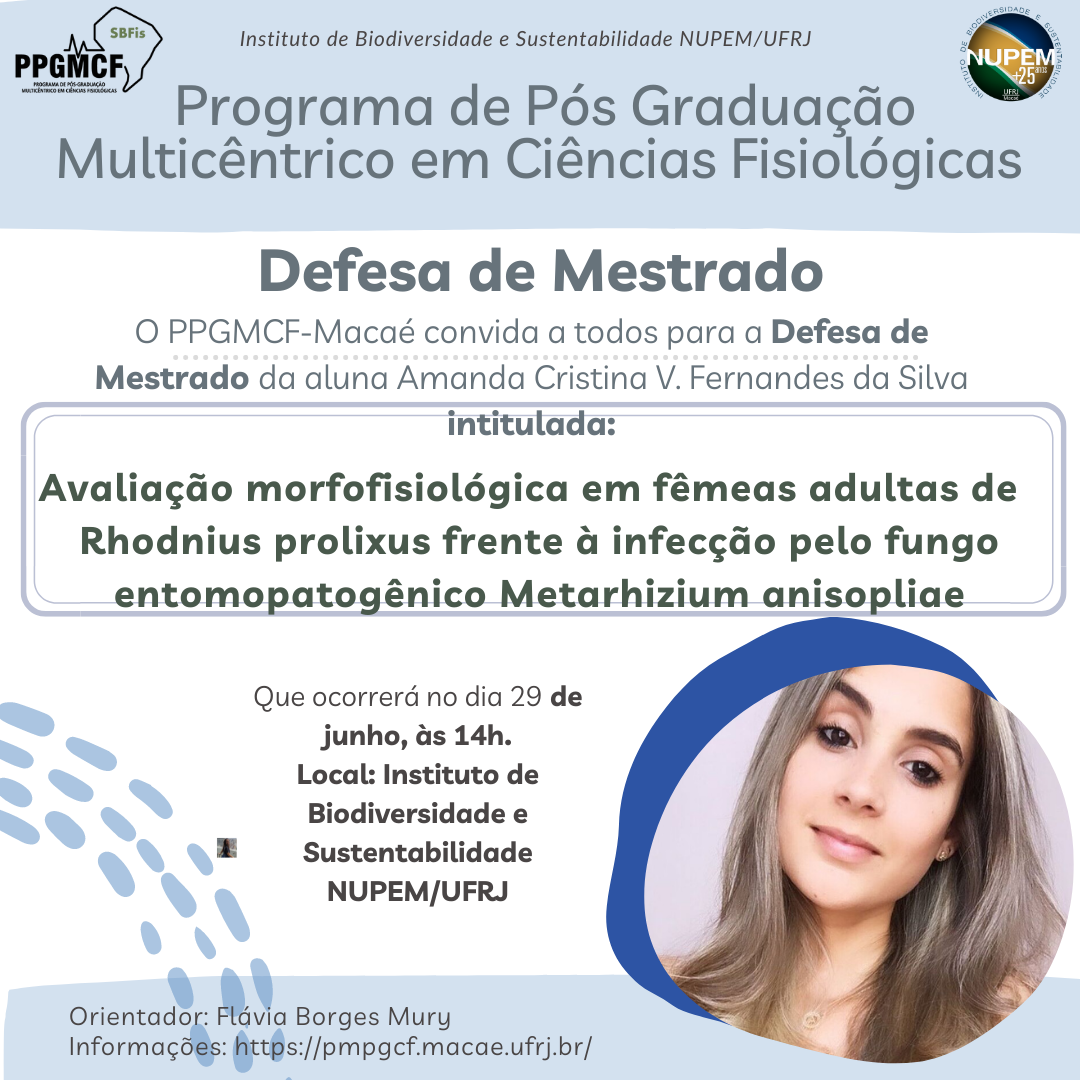 Você está visualizando atualmente O PPGMCF-Macaé convida a todos para a Defesa de Mestrado da aluna Amanda Cristina V. Fernandes da Silva