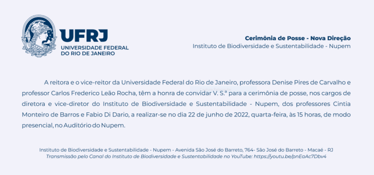 Read more about the article Convite Para a Cerimônia de Posse da Nova Diretoria do NUPEM
