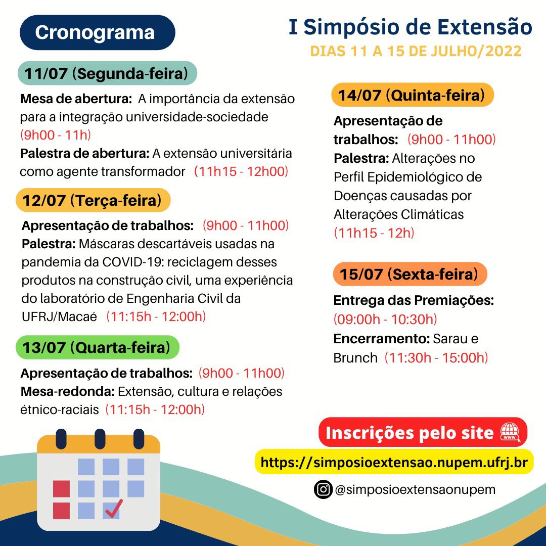 No momento, você está visualizando I SIMPÓSIO DE EXTENSÃO DO NUPEM: Práticas para a conservação e desenvolvimento sustentável em uma perspectiva multidisciplinar