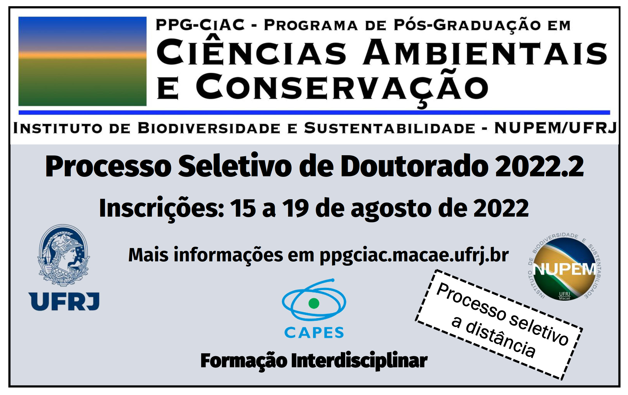 PPGCIAC - Programa de Pós-Graduação em Ciências Ambientais e Conservação -  PPGCIAC - Programa de Pós-Graduação em Ciências Ambientais e Conservação